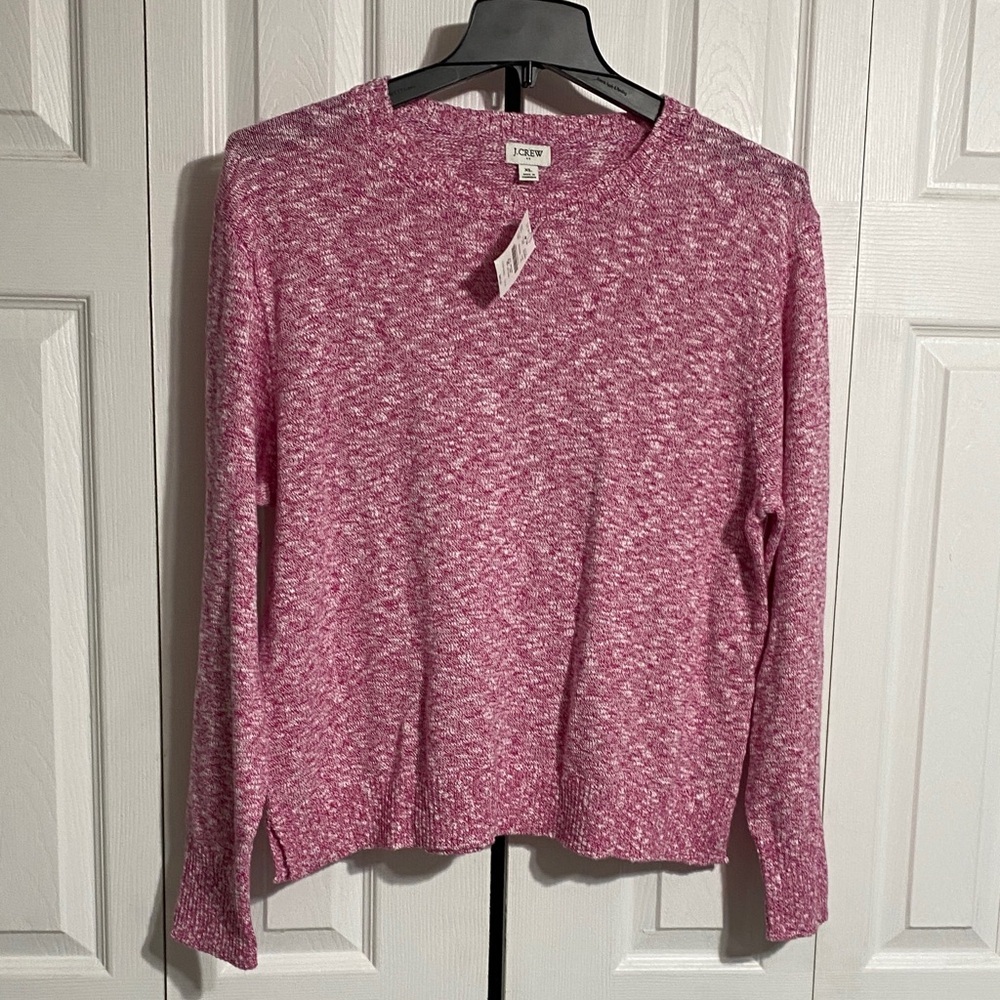 Jcrew NWT pink & white cotton blend sweater top size XL